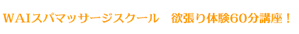 WAIスパマッサージスクール 欲張り体験60分講座!